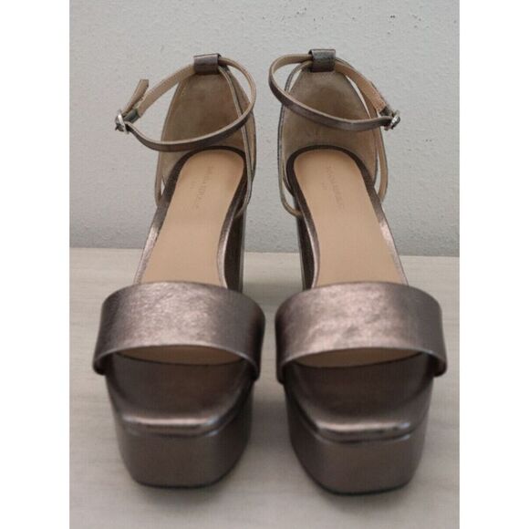 Banana Republic Women's Sz 8 Pewter/Gray Leather Platform Dress Heels - Picture 13 of 13